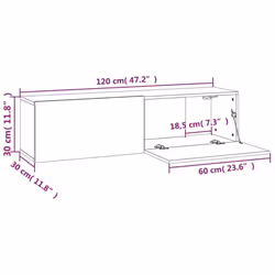 vidaXL TV Cabinet Entertainment Centre Media TV Unit TV Stand Engineered Wood - grey sonoma, 120 x 30 x 30 cm - Additional view 8