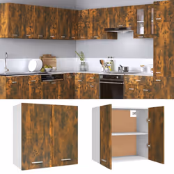 vidaXL Kitchen Cabinet Home Storage Shelf Organiser Cupboard Engineered Wood - smoked oak