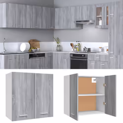 vidaXL Kitchen Cabinet Home Storage Shelf Organiser Cupboard Engineered Wood - grey sonoma - Additional view 4