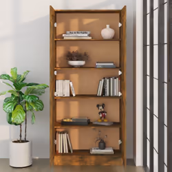 vidaXL Book Cabinet Storage Rack Bookshelf Bookcase Sideboard Engineered Wood - smoked oak, 82.5 x 30.5 x 185.5 cm - Additional view 4