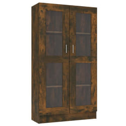 vidaXL Vitrine Cabinet Book Stand Rack Cupboard Highboard Engineered Wood - smoked oak, 82.5 x 30.5 x 150 cm