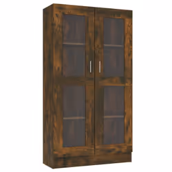 vidaXL Vitrine Cabinet Book Stand Rack Cupboard Highboard Engineered Wood - smoked oak, 82.5 x 30.5 x 150 cm
