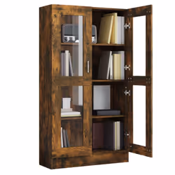 vidaXL Vitrine Cabinet Book Stand Rack Cupboard Highboard Engineered Wood - smoked oak, 82.5 x 30.5 x 150 cm - Additional view 7