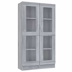 vidaXL Vitrine Cabinet Book Stand Rack Cupboard Highboard Engineered Wood - grey sonoma, 82.5 x 30.5 x 150 cm