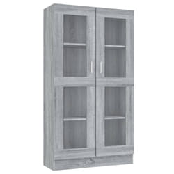 vidaXL Vitrine Cabinet Book Stand Rack Cupboard Highboard Engineered Wood - grey sonoma, 82.5 x 30.5 x 150 cm