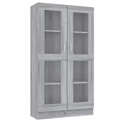 vidaXL Vitrine Cabinet Book Stand Rack Cupboard Highboard Engineered Wood - grey sonoma, 82.5 x 30.5 x 150 cm