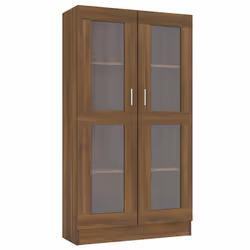 VidaXL 815119, Brown, Oak, 4 shelves, Wood, Wood, Glass, Wood, 825 mm