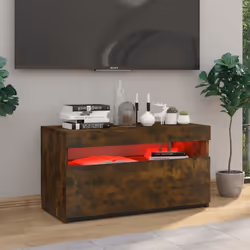 vidaXL TV Cabinet with LED Lights Sideboard TV Stand TV Unit Hifi Cabinet - smoked oak, 75 x 35 x 40 cm - Additional view 3