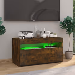 vidaXL TV Cabinet with LED Lights Sideboard TV Stand TV Unit Hifi Cabinet - smoked oak, 75 x 35 x 40 cm - Additional view 5