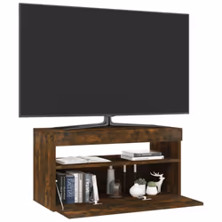vidaXL TV Cabinet with LED Lights Sideboard TV Stand TV Unit Hifi Cabinet - smoked oak, 75 x 35 x 40 cm - Additional view 6