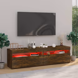 vidaXL TV Cabinet with LED Lights Sideboard TV Stand TV Unit Hifi Cabinet - smoked oak, 75 x 35 x 40 cm - Additional view 3