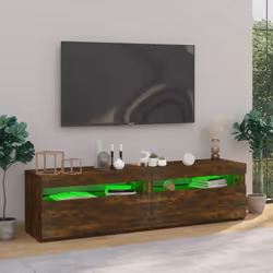 vidaXL TV Cabinet with LED Lights Sideboard TV Stand TV Unit Hifi Cabinet - smoked oak, 75 x 35 x 40 cm - Additional view 5