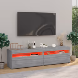 vidaXL TV Cabinet with LED Lights Sideboard TV Stand TV Unit Hifi Cabinet - grey sonoma, 75 x 35 x 40 cm