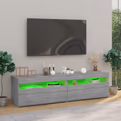 vidaXL TV Cabinet with LED Lights Sideboard TV Stand TV Unit Hifi Cabinet - grey sonoma, 75 x 35 x 40 cm - Additional view 5