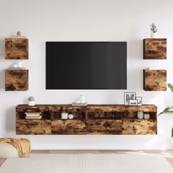 vidaXL Wall Mounted TV Cabinet Hanging TV Stand TV Unit Entertainment Centre - smoked oak, 4