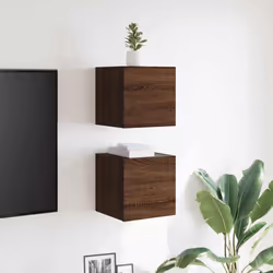 vidaXL Wall Mounted TV Cabinet Hanging TV Stand TV Unit Entertainment Centre - brown oak, 2
