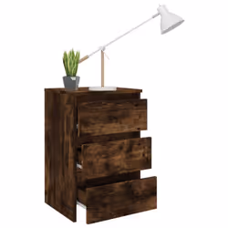 vidaXL Bed Cabinet Nightstand Side Table Storage Bed Table Engineered Wood - smoked oak, 2