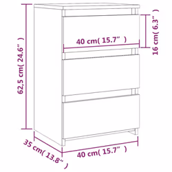 vidaXL Bed Cabinet Nightstand Side Table Storage Bed Table Engineered Wood - smoked oak, 2 - Additional view 9