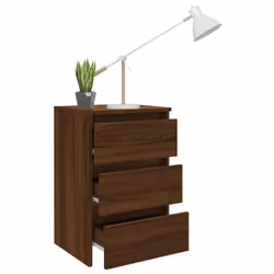 vidaXL Bed Cabinet Nightstand Side Table Storage Bed Table Engineered Wood - Brown oak, 1