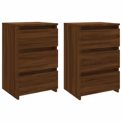 vidaXL Bed Cabinet Nightstand Side Table Storage Bed Table Engineered Wood - brown oak, 2