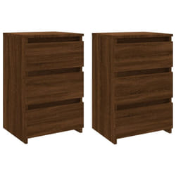 vidaXL Bed Cabinet Nightstand Side Table Storage Bed Table Engineered Wood - brown oak, 2