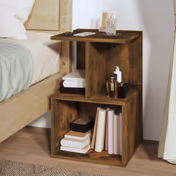 vidaXL 1/2x Bedside Cabinet Chipboard Home Telephone Stand Set Multi Colours - smoked oak, 1