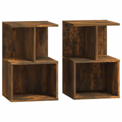vidaXL 1/2x Bedside Cabinet Chipboard Home Telephone Stand Set Multi Colours - smoked oak, 2