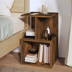 vidaXL 1/2x Bedside Cabinet Chipboard Home Telephone Stand Set Multi Colours - smoked oak, 2 - Additional view 4