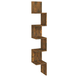 vidaXL Wall Corner Shelf Wall Rack Wall-mounted Storage Shelf Engineered Wood - smoked oak