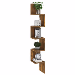 vidaXL Wall Corner Shelf Wall Rack Wall-mounted Storage Shelf Engineered Wood - smoked oak - Additional view 5