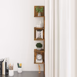vidaXL Wall Corner Shelf Wall Rack Wall-mounted Storage Shelf Engineered Wood - smoked oak - Additional view 6
