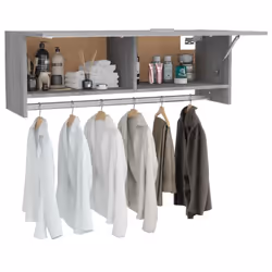 vidaXL Wardrobe Engineered Wood Cabinet Hanger Clothes Organiser Multi Colours - grey sonoma - Additional view 8