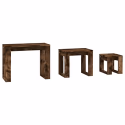 vidaXL Nesting Tables End Side Table Nest of Table Set Engineered Wood 3 pcs - smoked oak