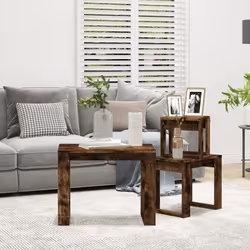 vidaXL Nesting Tables End Side Table Nest of Table Set Engineered Wood 3 pcs - smoked oak - Additional view 4
