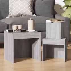 vidaXL Nesting Tables Living Room Side Table End Table 3 pcs Engineered Wood - grey sonoma