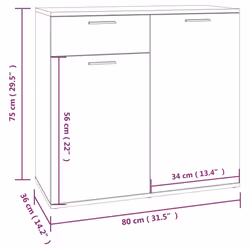 vidaXL Sideboard Side Cabinet Organiser Cupboard Highboard Engineered Wood - grey sonoma, 80 x 36 x 75 cm - Additional view 10
