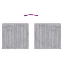 vidaXL Sideboard Side Cabinet Organiser Cupboard Highboard Engineered Wood - grey sonoma, 80 x 36 x 75 cm - Additional view 7