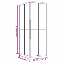 vidaXL Shower Cabint ESG Shower Screen Transparent/Frosted Multi Colours/Sizes - 90 x 70 x 180 cm - Additional view 9