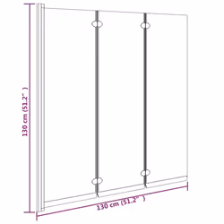 vidaXL Foldable Shower Enclosure 3 Panels ESG Black Shower Cubicle Bath Cabin