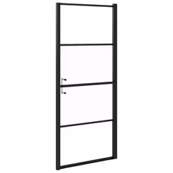 vidaXL Shower Door 91x195 cm Half Frosted Tempered Glass Black Bath Screen - Additional view 4