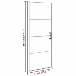 vidaXL Shower Door 91x195 cm Half Frosted Tempered Glass Black Bath Screen - Additional view 6