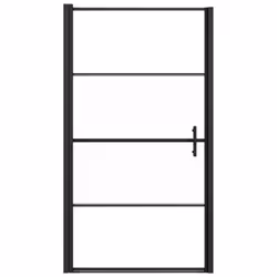 vidaXL Shower Door 100x178 cm Half Frosted Tempered Glass Black Bath Screen - Additional view 2