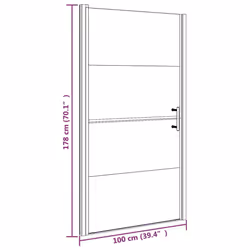 vidaXL Shower Door 100x178 cm Half Frosted Tempered Glass Black Bath Screen - Additional view 6