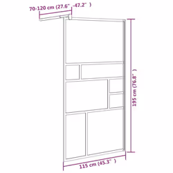 vidaXL Walk-in Shower Wall with Glass Shower Screen Black/White Multi Sizes - white, 115 x 195 cm - Additional view 6