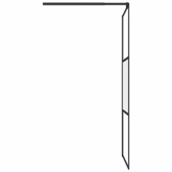 vidaXL Walk-in Shower Wall 80x195 cm Half Frosted ESG Glass Black Shower Wall - Additional view 4