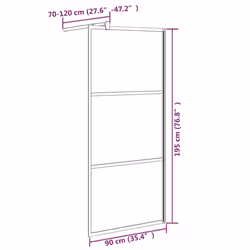 vidaXL Walk-in Shower Wall 90x195 cm Half Frosted ESG Glass Black Shower Wall - Additional view 6
