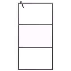 vidaXL Walk-in Shower Wall 100x195 cm Half Frosted ESG Glass Black Shower Wall