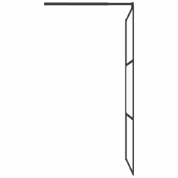 vidaXL Walk-in Shower Wall 100x195 cm Half Frosted ESG Glass Black Shower Wall - Additional view 4
