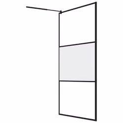 vidaXL Walk-in Shower Wall 115x195 cm Half Frosted ESG Glass Black Shower Wall - Additional view 5