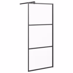 vidaXL Walk-in Shower Wall with ESG Glass Bathroom Screen Shower Partition - black, 80 x 195 cm